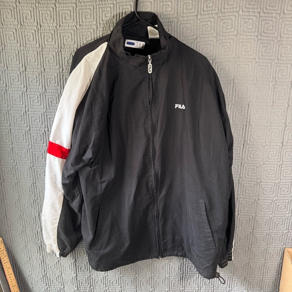 Fila Full Zip Jacket Mens XL Black White Colorblock